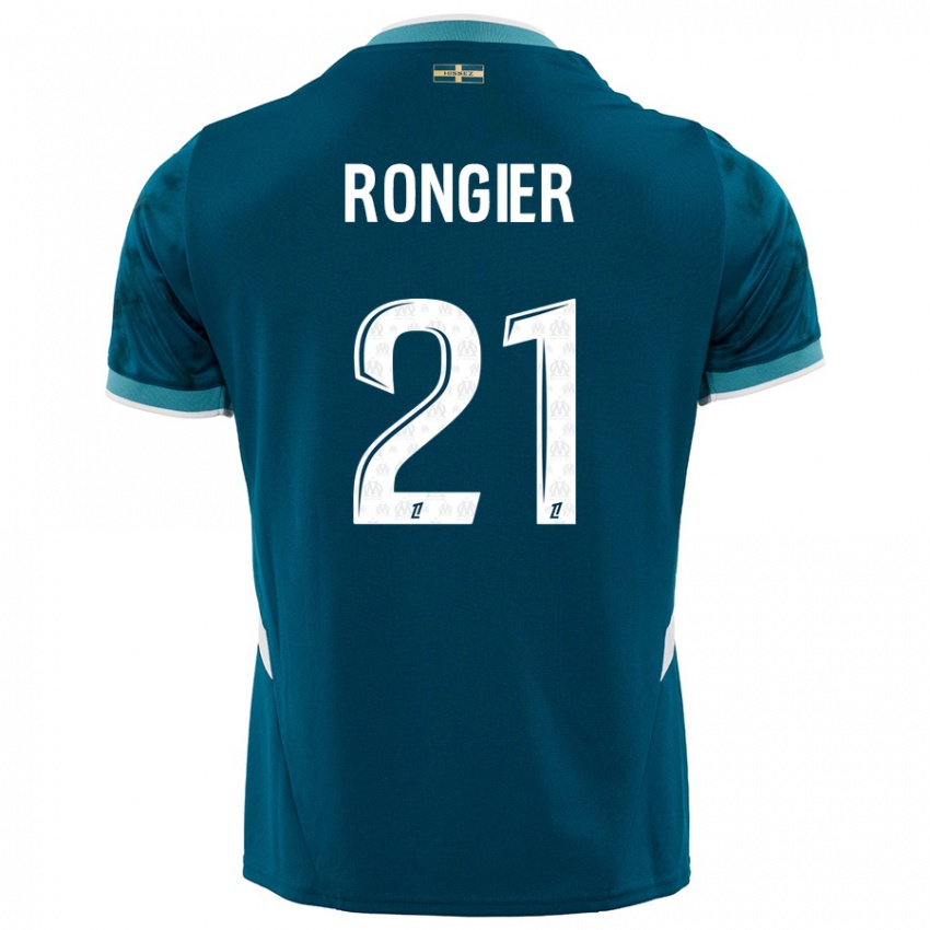 Niño Camiseta Valentin Rongier #21 Azul Turquesa 2ª Equipación 2024/25 La Camisa Perú