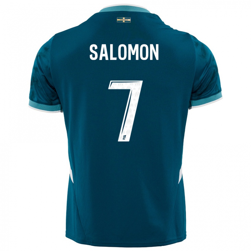 Niño Camiseta Maëva Salomon #7 Azul Turquesa 2ª Equipación 2024/25 La Camisa Perú