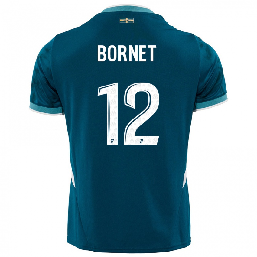 Niño Camiseta Camille Bornet #12 Azul Turquesa 2ª Equipación 2024/25 La Camisa Perú