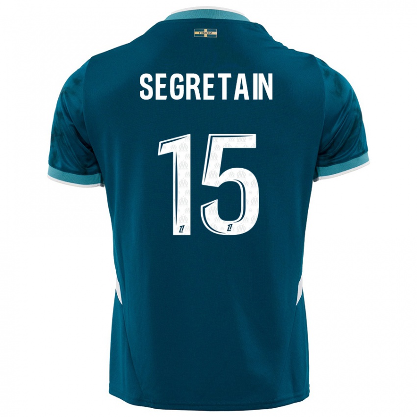 Niño Camiseta Julie Ségrétain #15 Azul Turquesa 2ª Equipación 2024/25 La Camisa Perú