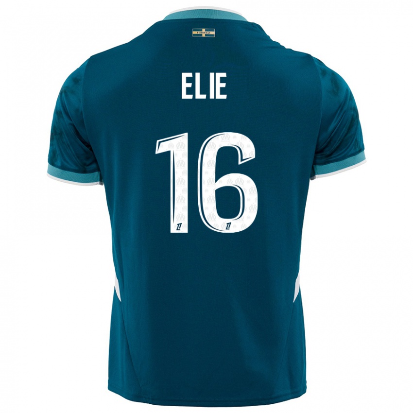 Niño Camiseta Anaïs Elie #16 Azul Turquesa 2ª Equipación 2024/25 La Camisa Perú