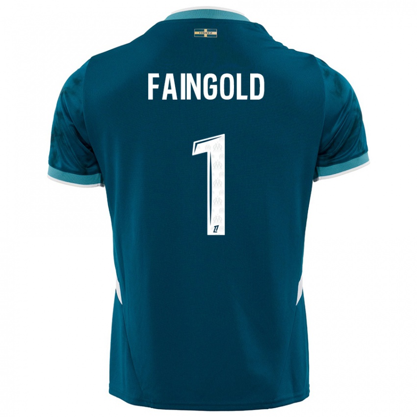 Niño Camiseta Abbie Faingold #1 Azul Turquesa 2ª Equipación 2024/25 La Camisa Perú