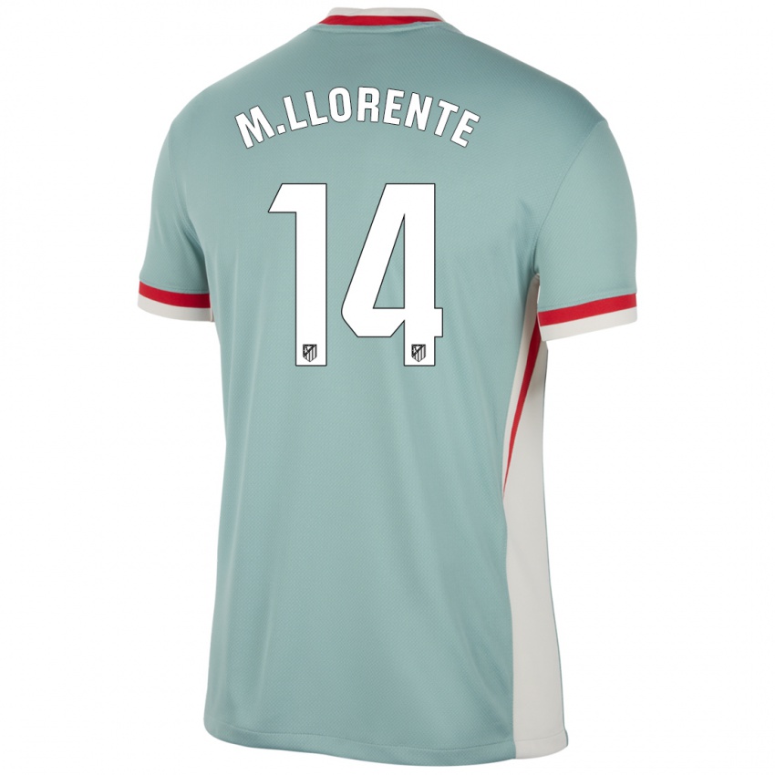 Niño Camiseta Marcos Llorente #14 Beige Claro Azul 2ª Equipación 2024/25 La Camisa Perú