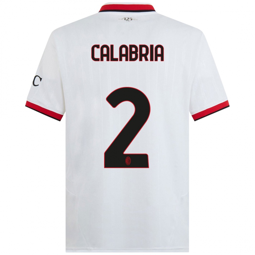 Niño Camiseta Davide Calabria #2 Blanco Negro Rojo 2ª Equipación 2024/25 La Camisa Perú