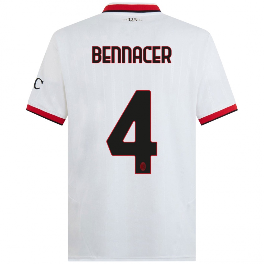 Niño Camiseta Ismael Bennacer #4 Blanco Negro Rojo 2ª Equipación 2024/25 La Camisa Perú