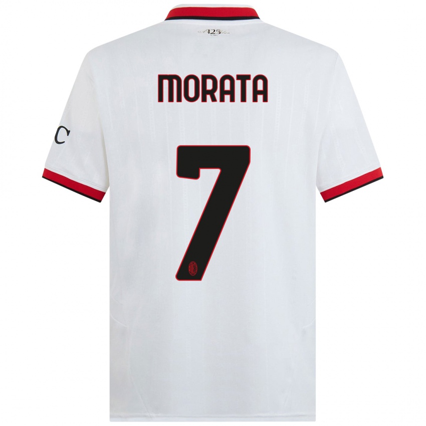 Niño Camiseta Alvaro Morata #7 Blanco Negro Rojo 2ª Equipación 2024/25 La Camisa Perú