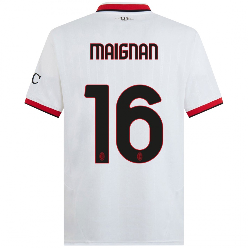 Niño Camiseta Mike Maignan #16 Blanco Negro Rojo 2ª Equipación 2024/25 La Camisa Perú