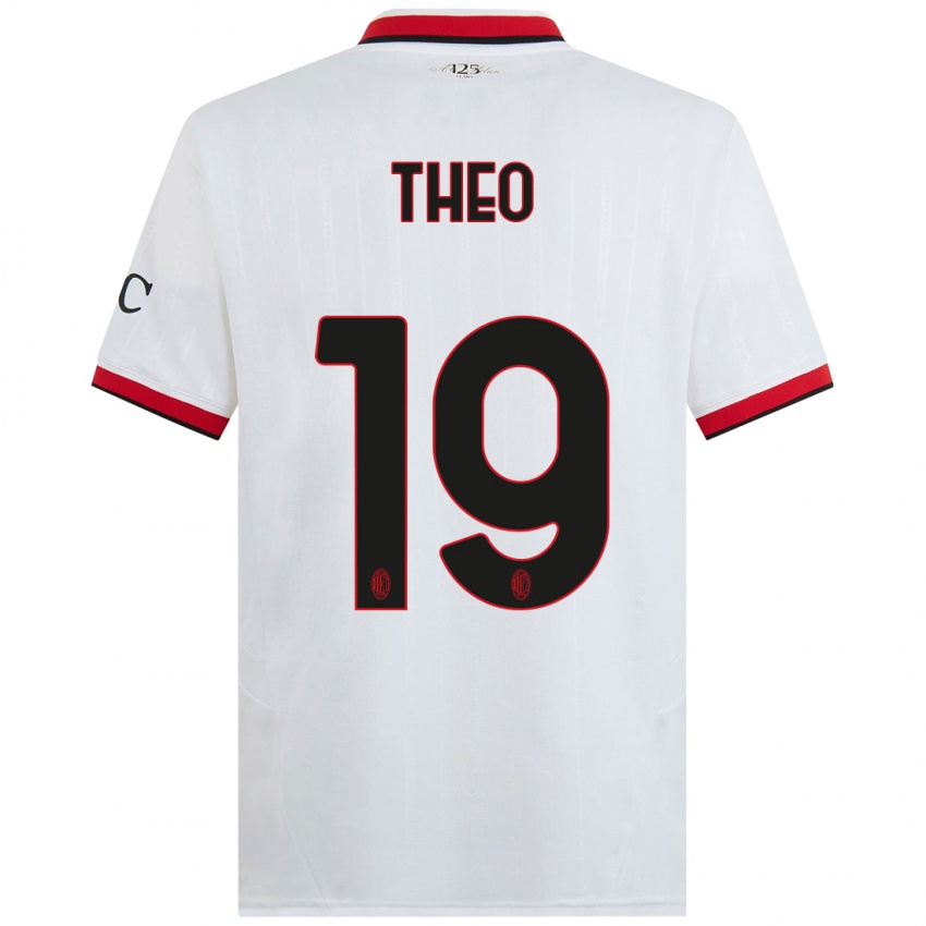 Niño Camiseta Theo Hernandez #19 Blanco Negro Rojo 2ª Equipación 2024/25 La Camisa Perú