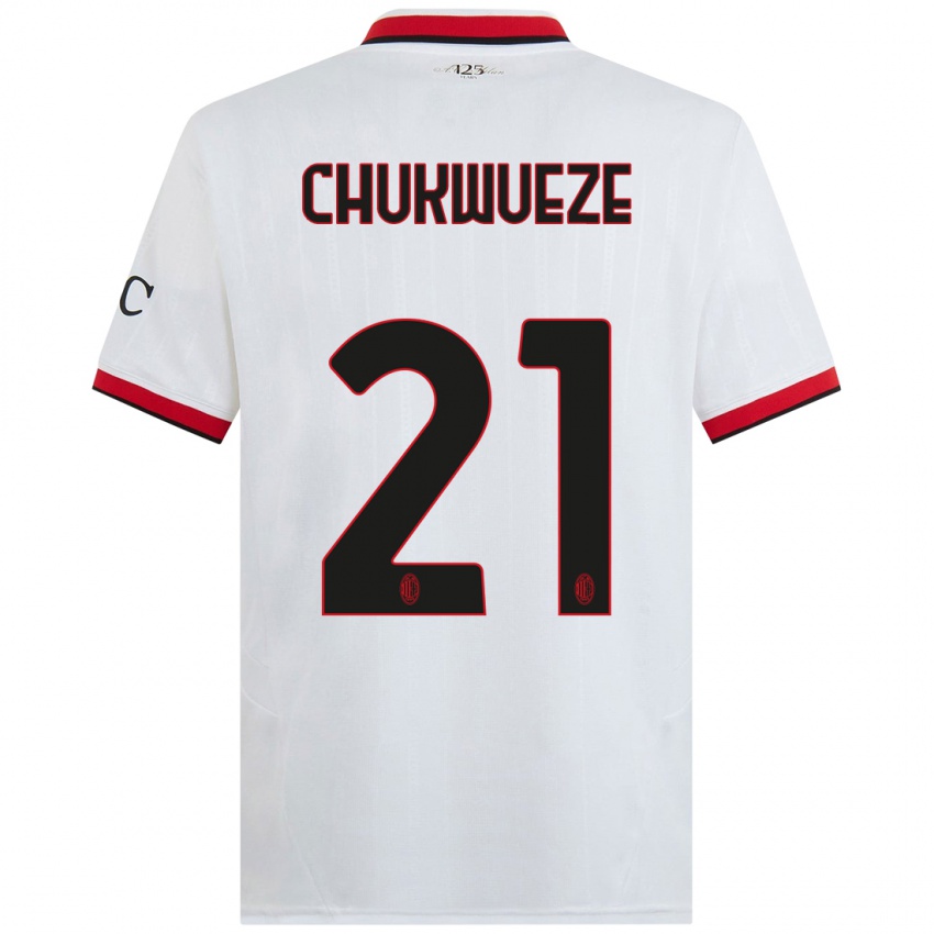 Niño Camiseta Samuel Chukwueze #21 Blanco Negro Rojo 2ª Equipación 2024/25 La Camisa Perú