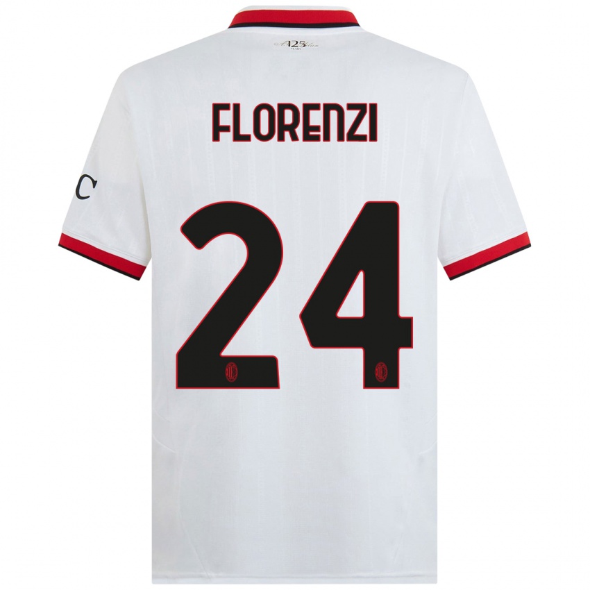 Niño Camiseta Alessandro Florenzi #24 Blanco Negro Rojo 2ª Equipación 2024/25 La Camisa Perú