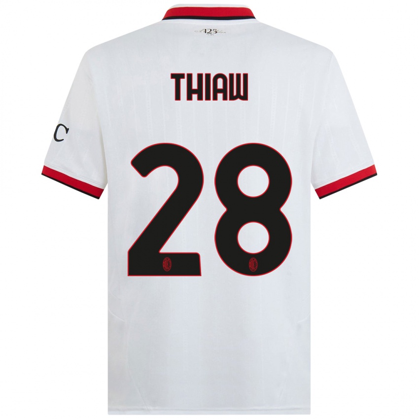 Niño Camiseta Malick Thiaw #28 Blanco Negro Rojo 2ª Equipación 2024/25 La Camisa Perú