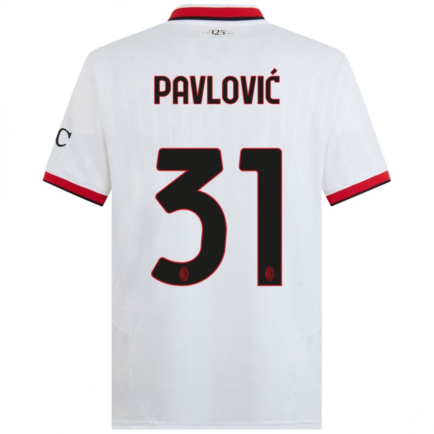 Niño Camiseta Strahinja Pavlović #31 Blanco Negro Rojo 2ª Equipación 2024/25 La Camisa Perú