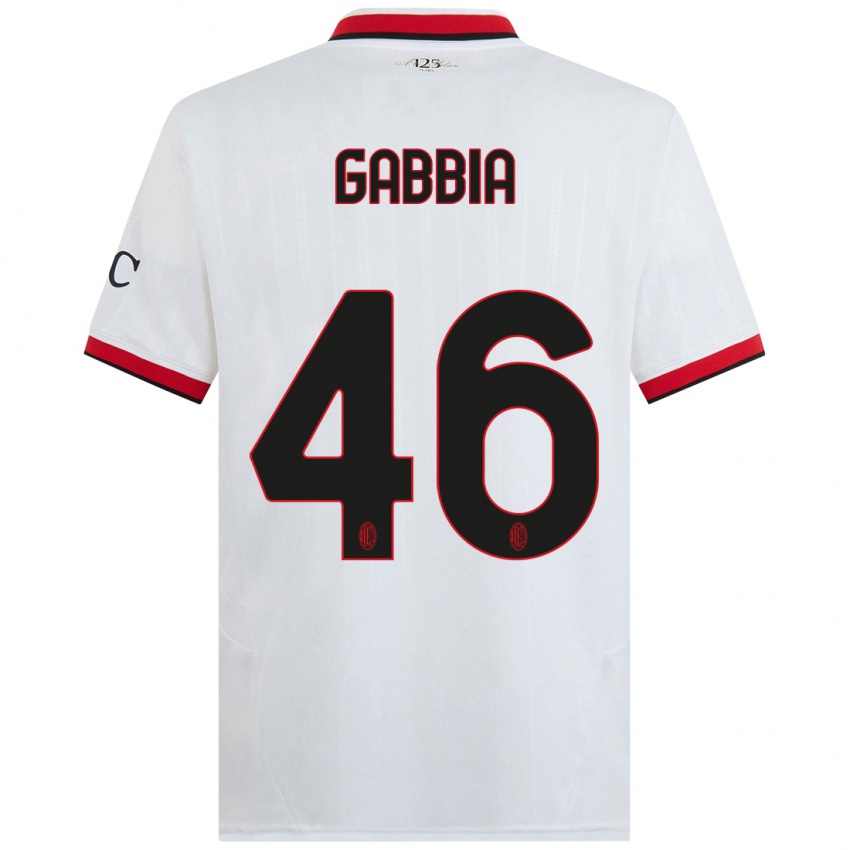 Niño Camiseta Matteo Gabbia #46 Blanco Negro Rojo 2ª Equipación 2024/25 La Camisa Perú