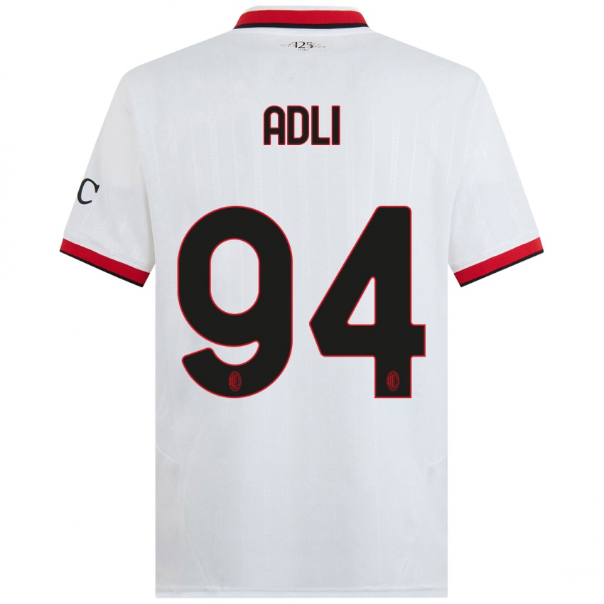 Niño Camiseta Yacine Adli #94 Blanco Negro Rojo 2ª Equipación 2024/25 La Camisa Perú