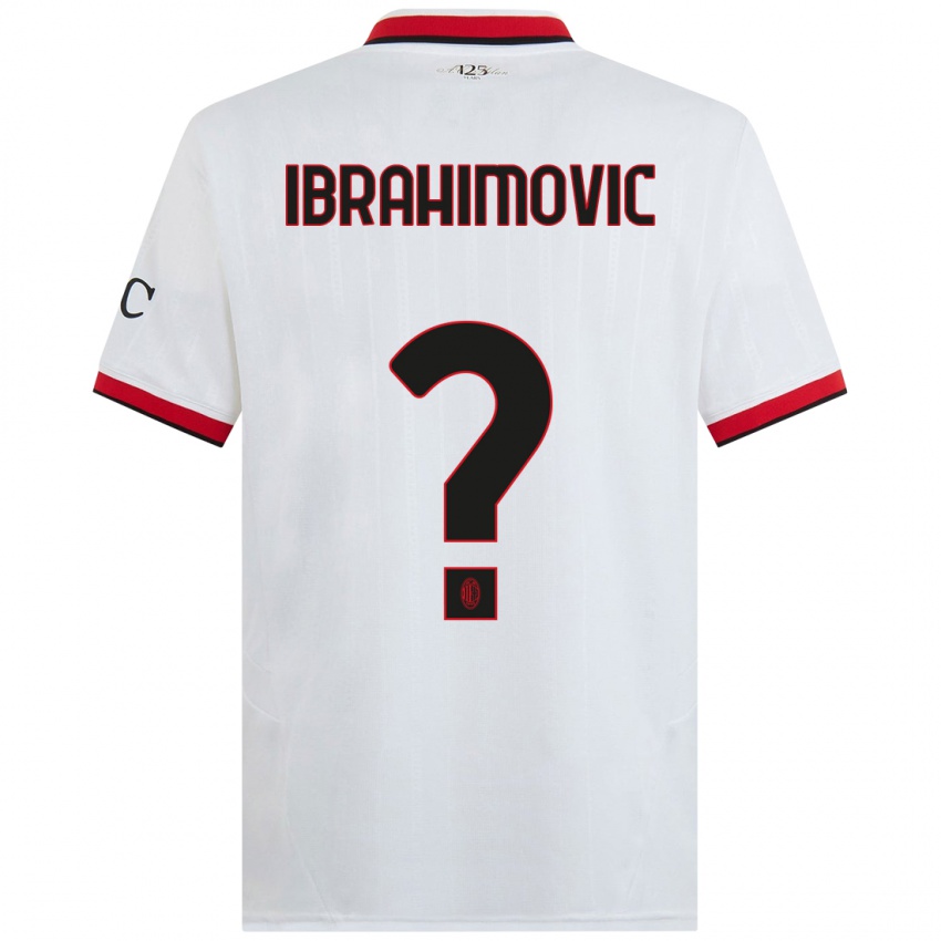 Niño Camiseta Vincent Ibrahimovic #0 Blanco Negro Rojo 2ª Equipación 2024/25 La Camisa Perú