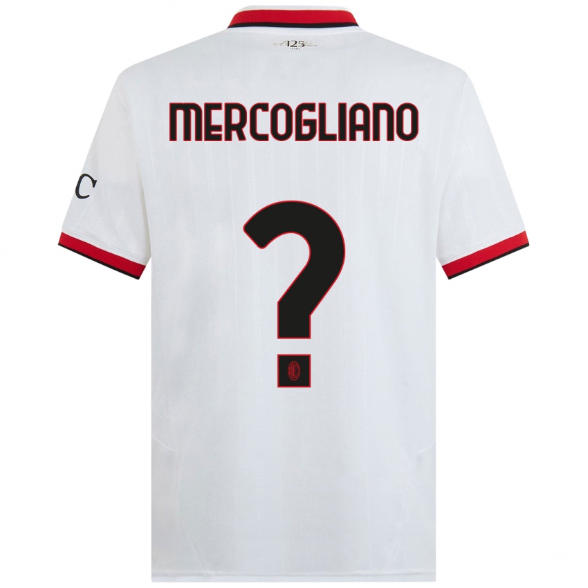 Niño Camiseta Mattia Mercogliano #0 Blanco Negro Rojo 2ª Equipación 2024/25 La Camisa Perú