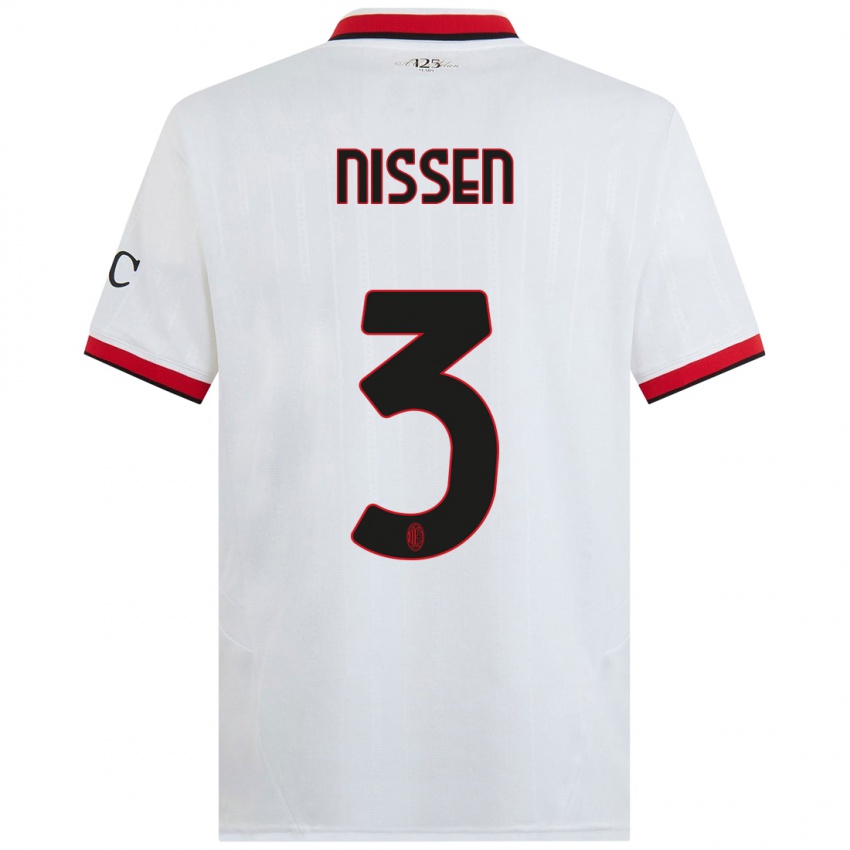 Niño Camiseta Fredrik Nissen #3 Blanco Negro Rojo 2ª Equipación 2024/25 La Camisa Perú