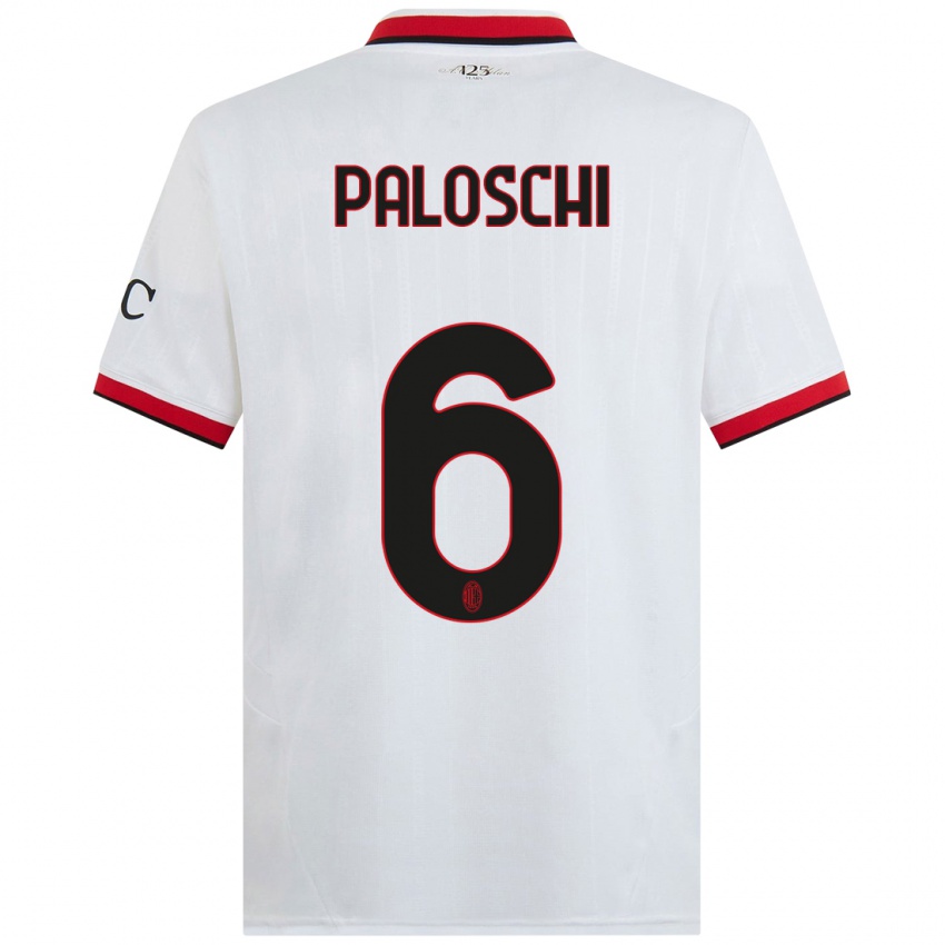 Niño Camiseta Dorian Paloschi #6 Blanco Negro Rojo 2ª Equipación 2024/25 La Camisa Perú