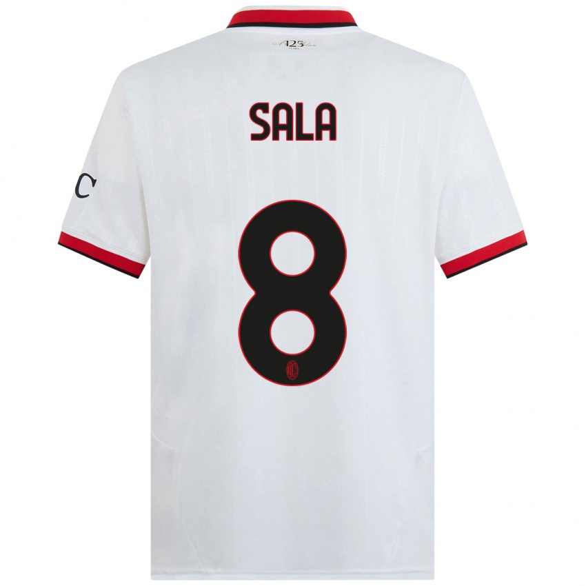 Niño Camiseta Emanuele Sala #8 Blanco Negro Rojo 2ª Equipación 2024/25 La Camisa Perú