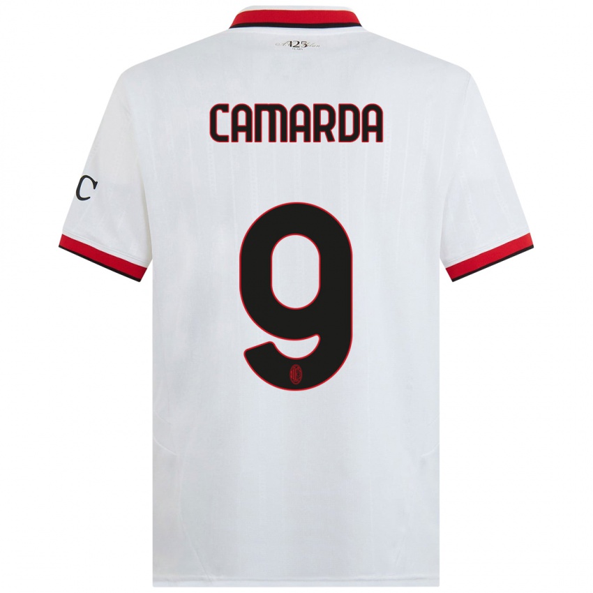 Niño Camiseta Francesco Camarda #9 Blanco Negro Rojo 2ª Equipación 2024/25 La Camisa Perú