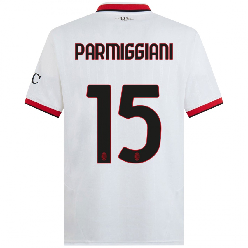 Niño Camiseta Pietro Parmiggiani #15 Blanco Negro Rojo 2ª Equipación 2024/25 La Camisa Perú