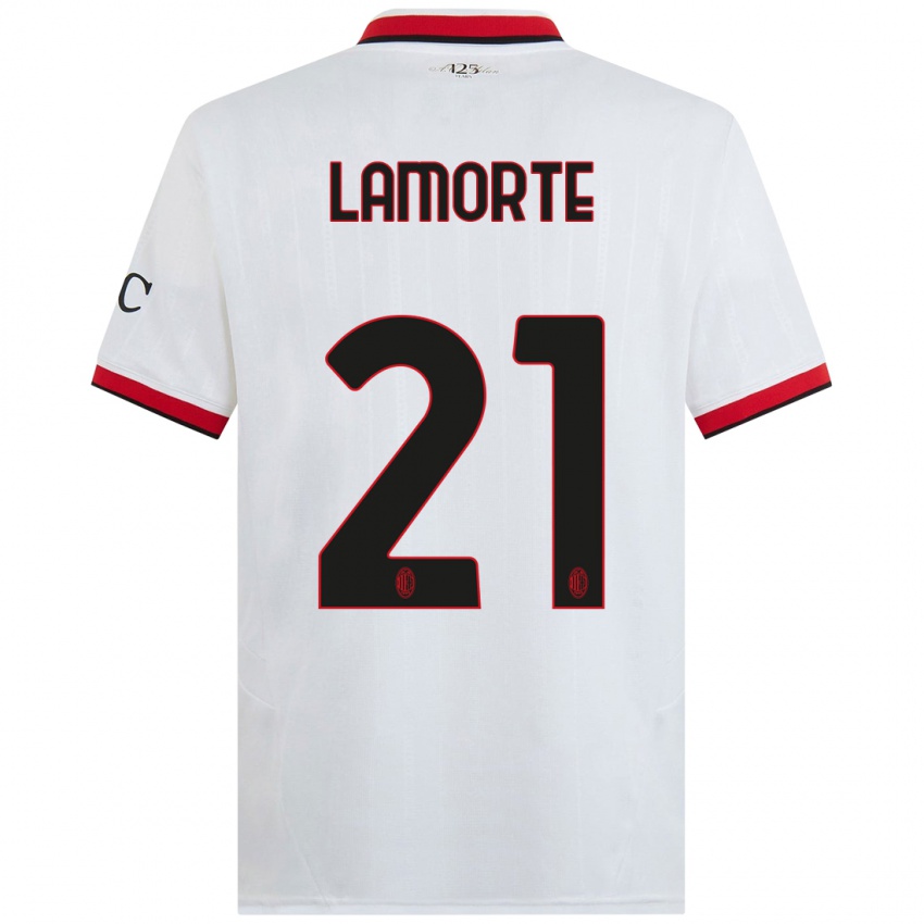 Niño Camiseta Alessandro Lamorte #21 Blanco Negro Rojo 2ª Equipación 2024/25 La Camisa Perú