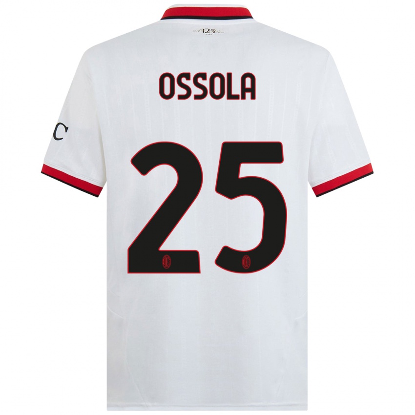 Niño Camiseta Lorenzo Ossola #25 Blanco Negro Rojo 2ª Equipación 2024/25 La Camisa Perú