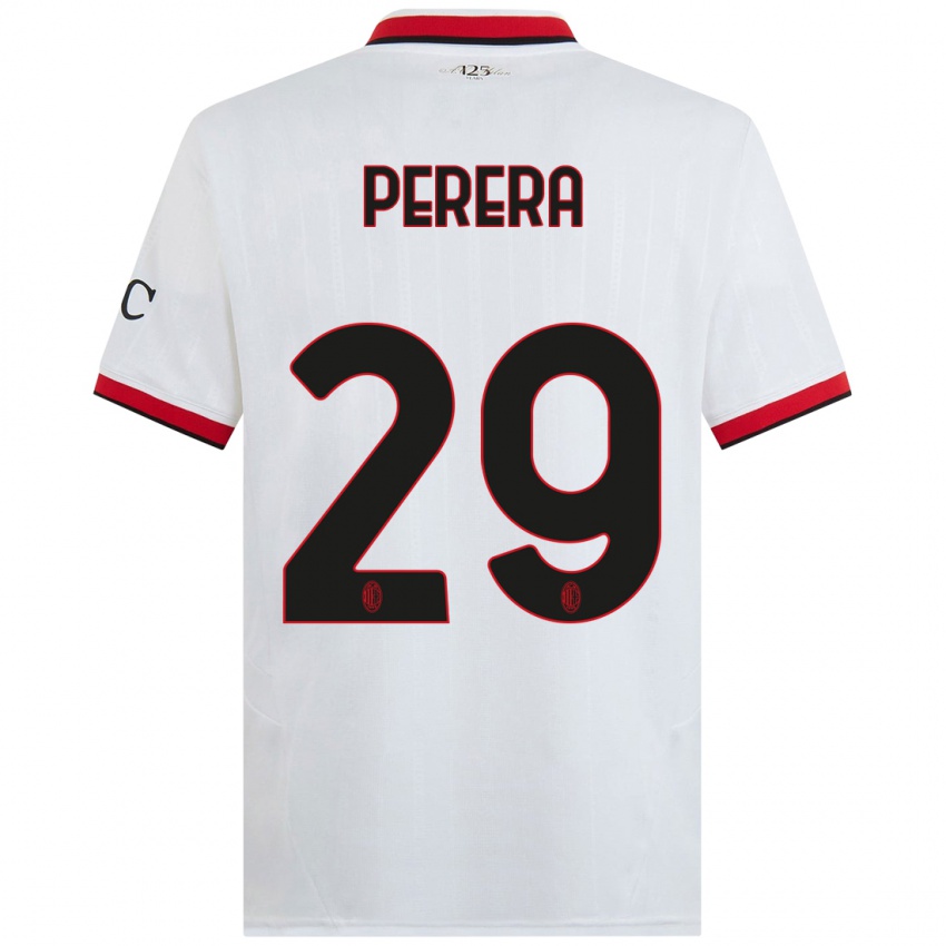 Niño Camiseta Nirash Perera #29 Blanco Negro Rojo 2ª Equipación 2024/25 La Camisa Perú