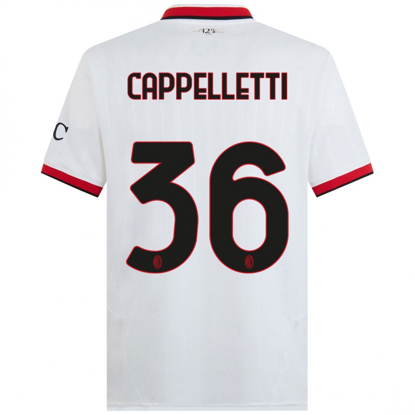 Niño Camiseta Mattia Cappelletti #36 Blanco Negro Rojo 2ª Equipación 2024/25 La Camisa Perú