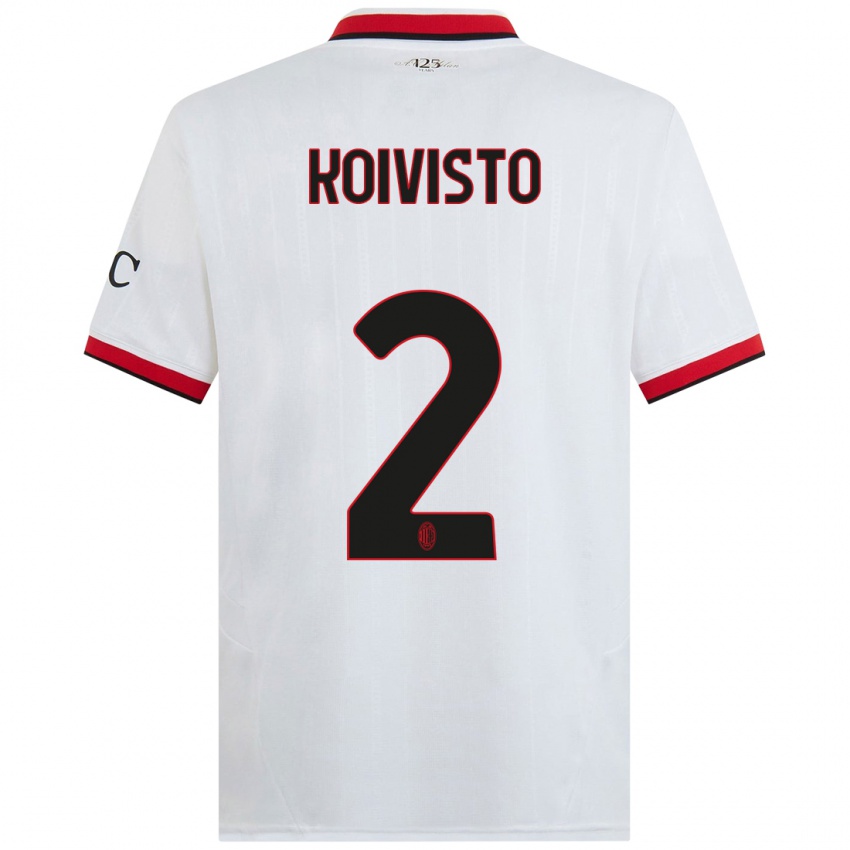 Niño Camiseta Emma Koivisto #2 Blanco Negro Rojo 2ª Equipación 2024/25 La Camisa Perú