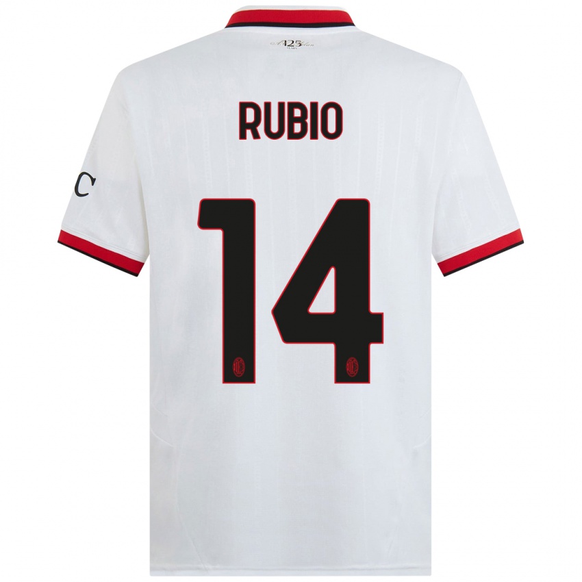 Niño Camiseta Silvia Rubio #14 Blanco Negro Rojo 2ª Equipación 2024/25 La Camisa Perú