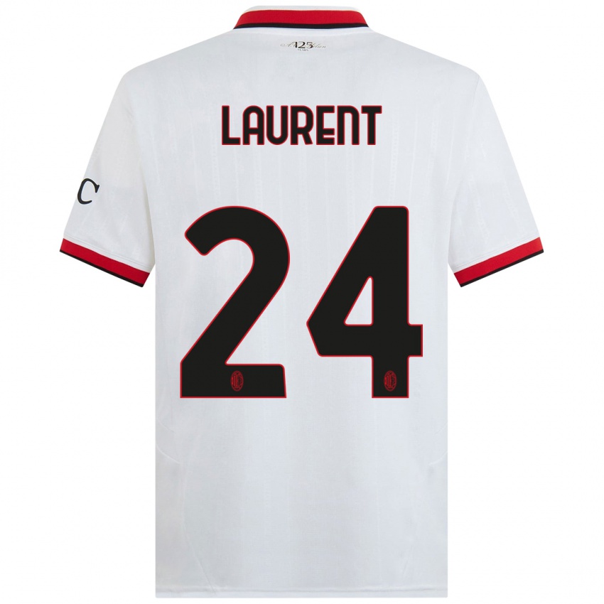 Niño Camiseta Emelyne Laurent #24 Blanco Negro Rojo 2ª Equipación 2024/25 La Camisa Perú