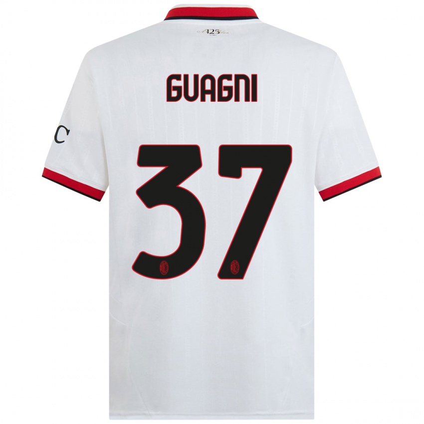 Niño Camiseta Alia Guagni #37 Blanco Negro Rojo 2ª Equipación 2024/25 La Camisa Perú