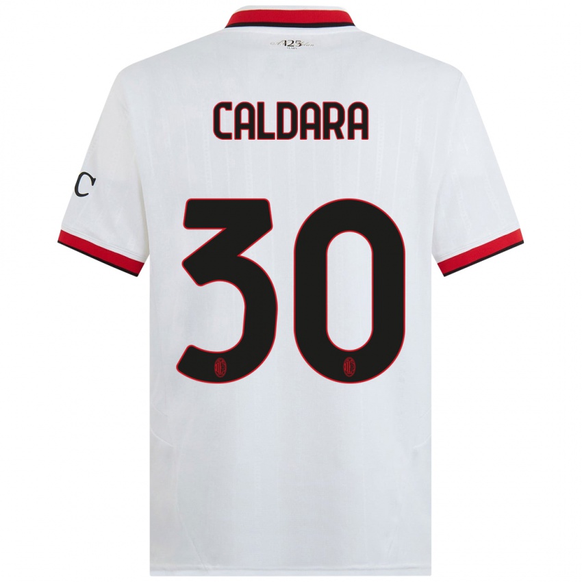 Niño Camiseta Mattia Caldara #30 Blanco Negro Rojo 2ª Equipación 2024/25 La Camisa Perú