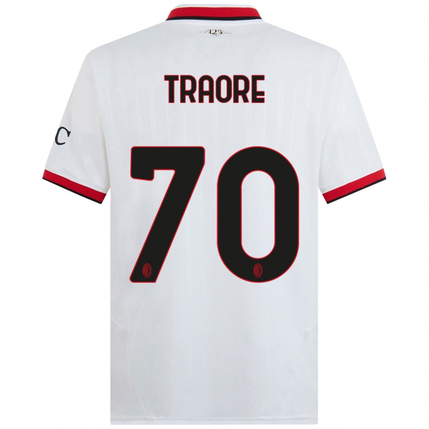 Niño Camiseta Chaka Traore #70 Blanco Negro Rojo 2ª Equipación 2024/25 La Camisa Perú