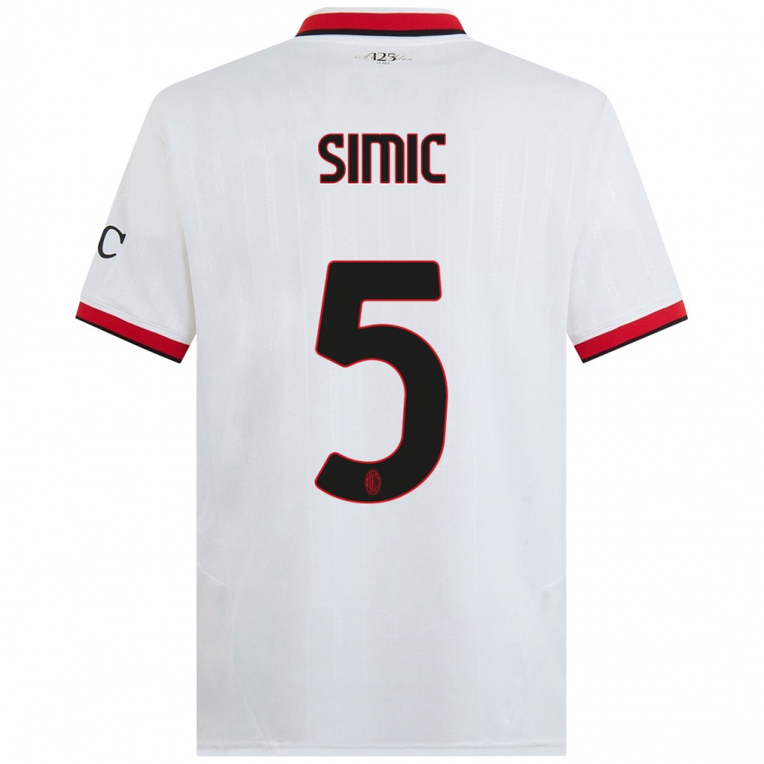 Niño Camiseta Jan-Carlo Simic #5 Blanco Negro Rojo 2ª Equipación 2024/25 La Camisa Perú