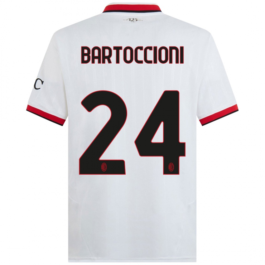 Niño Camiseta Andrea Bartoccioni #24 Blanco Negro Rojo 2ª Equipación 2024/25 La Camisa Perú