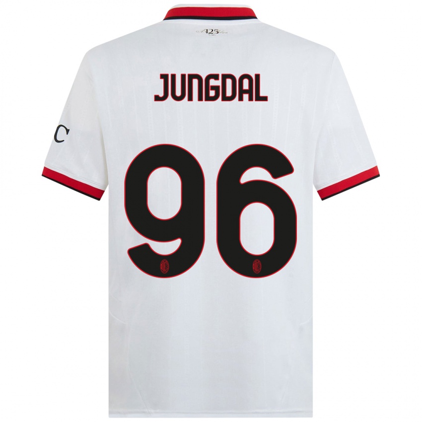 Niño Camiseta Andreas Jungdal #96 Blanco Negro Rojo 2ª Equipación 2024/25 La Camisa Perú