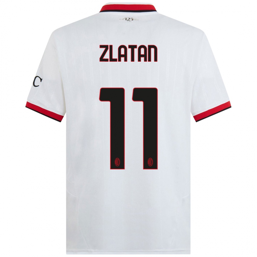 Niño Camiseta Zlatan Ibrahimovic #11 Blanco Negro Rojo 2ª Equipación 2024/25 La Camisa Perú