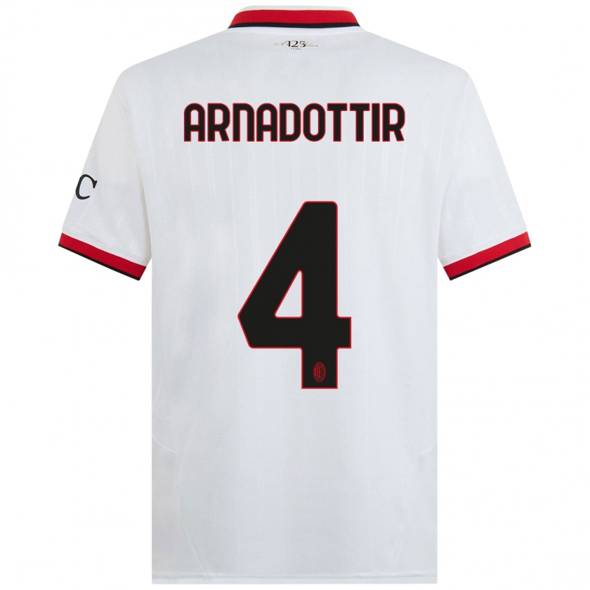 Niño Camiseta Guony Arnadottir #4 Blanco Negro Rojo 2ª Equipación 2024/25 La Camisa Perú