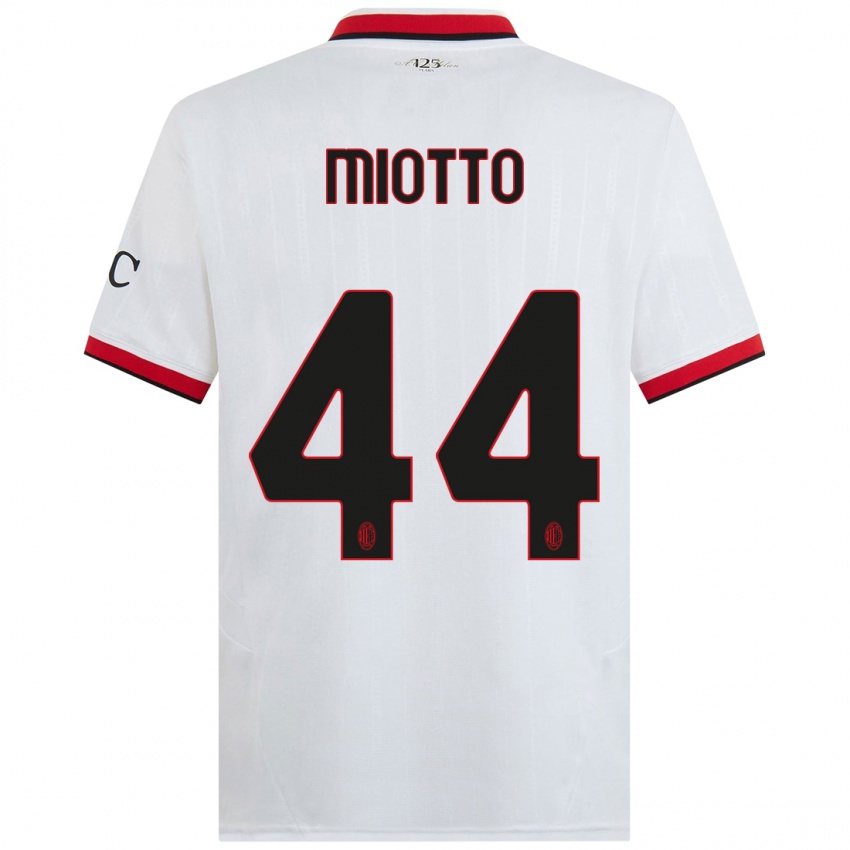 Niño Camiseta Giorgia Miotto #44 Blanco Negro Rojo 2ª Equipación 2024/25 La Camisa Perú