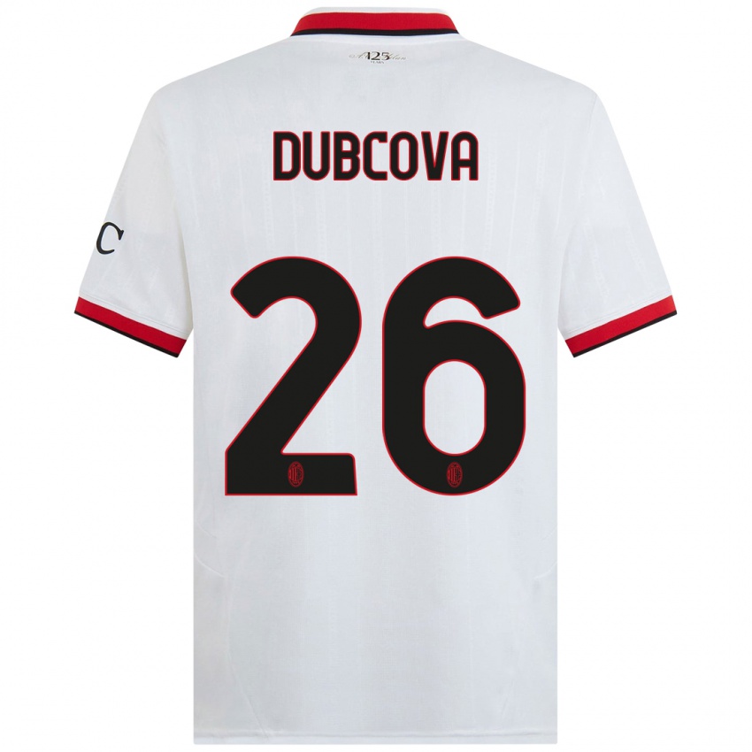 Niño Camiseta Michaela Dubcova #26 Blanco Negro Rojo 2ª Equipación 2024/25 La Camisa Perú