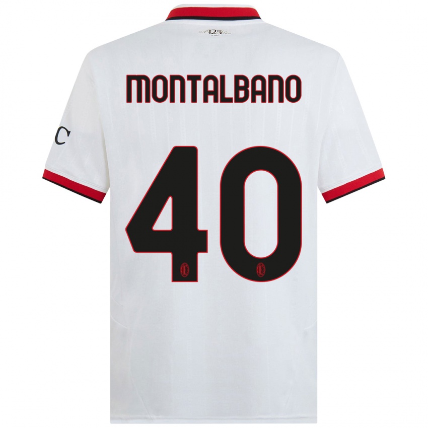 Niño Camiseta Nicolo Montalbano #40 Blanco Negro Rojo 2ª Equipación 2024/25 La Camisa Perú