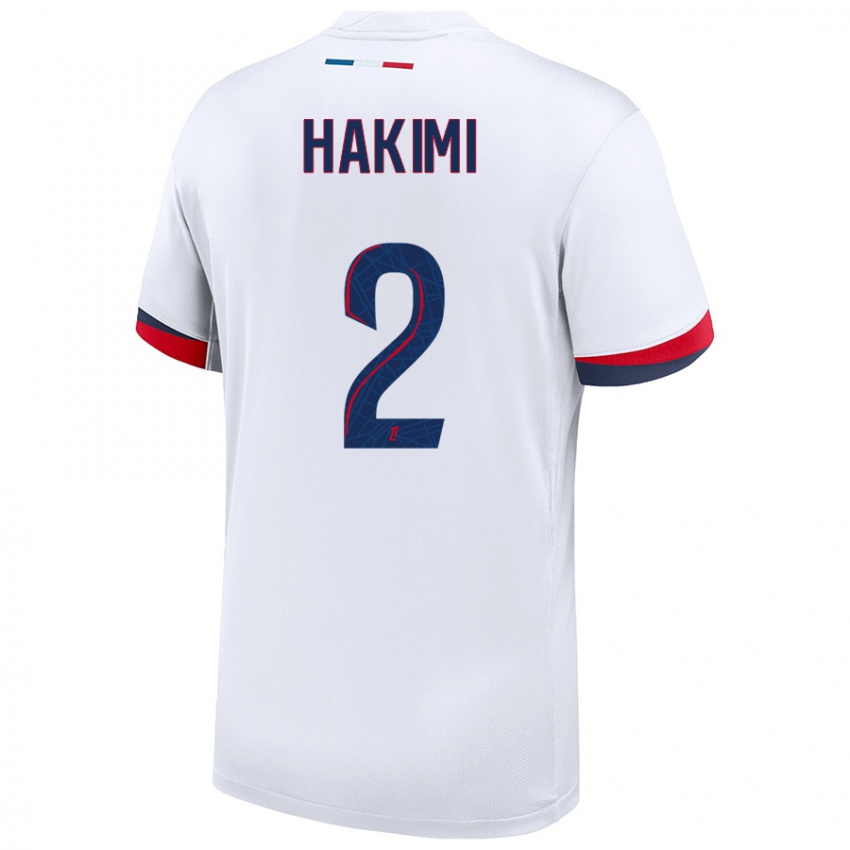 Niño Camiseta Achraf Hakimi #2 Blanco Azul Rojo 2ª Equipación 2024/25 La Camisa Perú