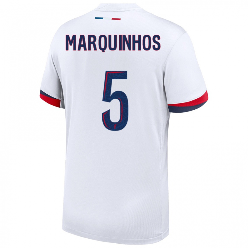 Niño Camiseta Marquinhos #5 Blanco Azul Rojo 2ª Equipación 2024/25 La Camisa Perú