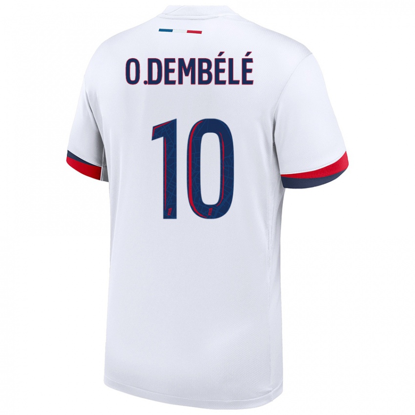 Niño Camiseta Ousmane Dembélé #10 Blanco Azul Rojo 2ª Equipación 2024/25 La Camisa Perú