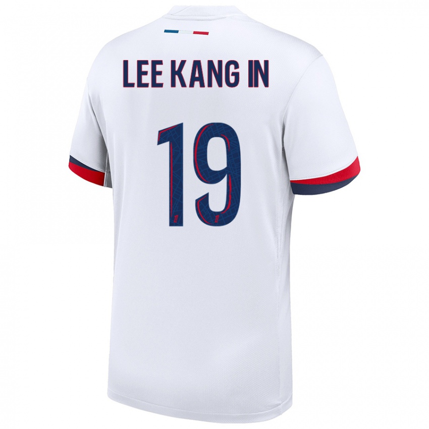 Niño Camiseta Kang-In Lee #19 Blanco Azul Rojo 2ª Equipación 2024/25 La Camisa Perú