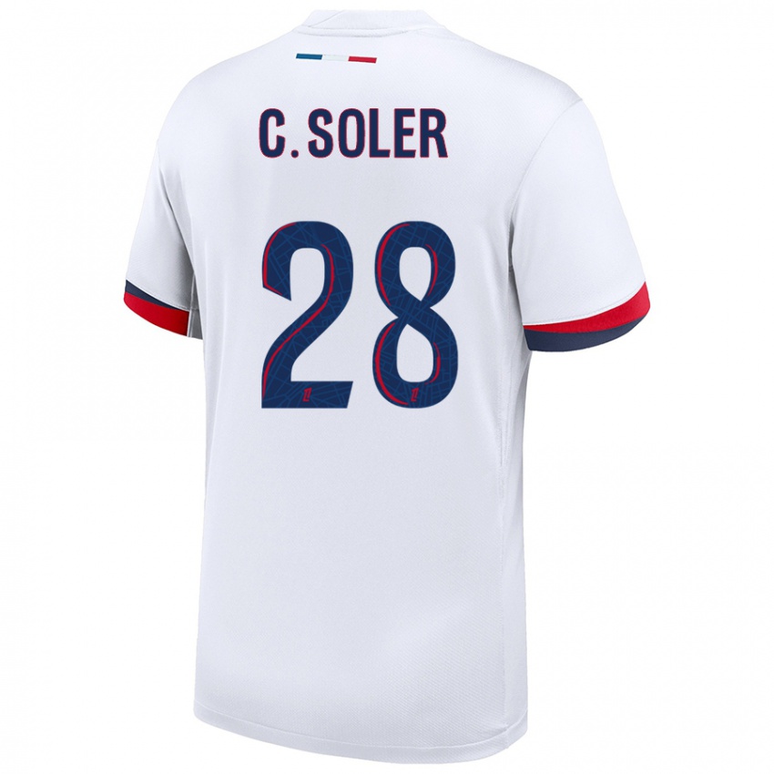 Niño Camiseta Carlos Soler #28 Blanco Azul Rojo 2ª Equipación 2024/25 La Camisa Perú