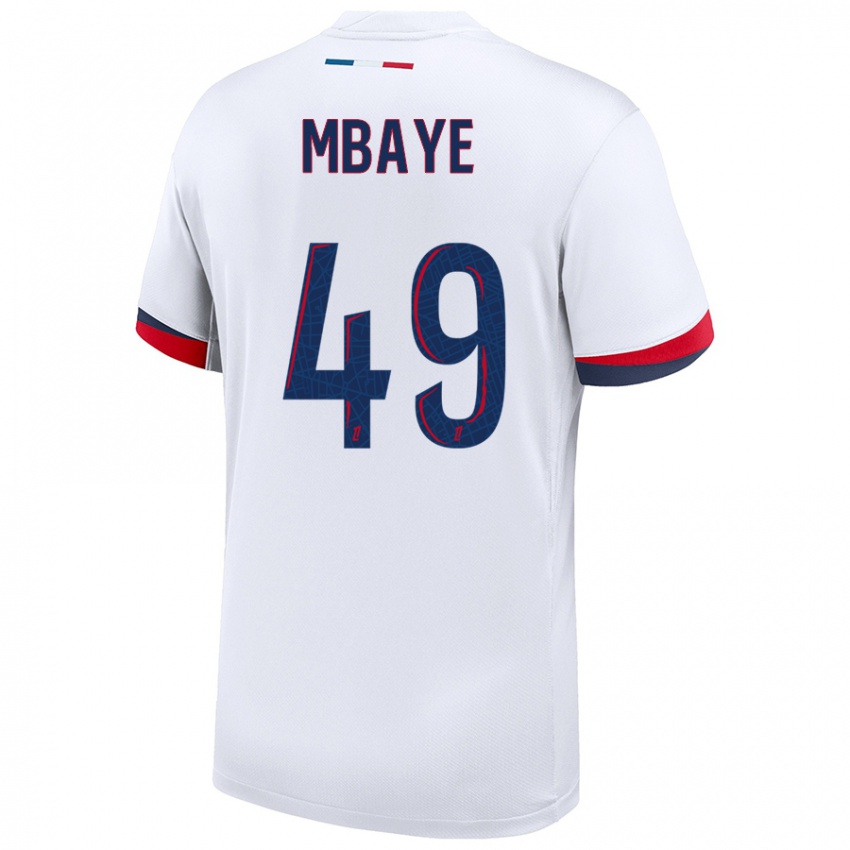 Niño Camiseta Ibrahim Mbaye #49 Blanco Azul Rojo 2ª Equipación 2024/25 La Camisa Perú