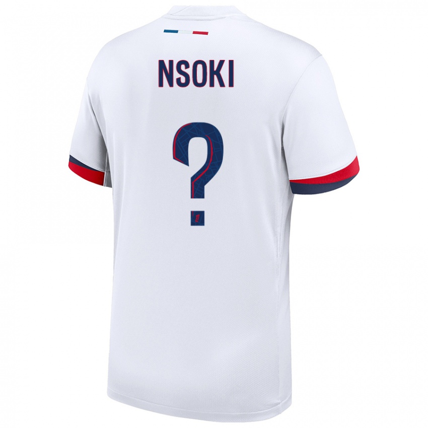 Niño Camiseta Noah Nsoki #0 Blanco Azul Rojo 2ª Equipación 2024/25 La Camisa Perú